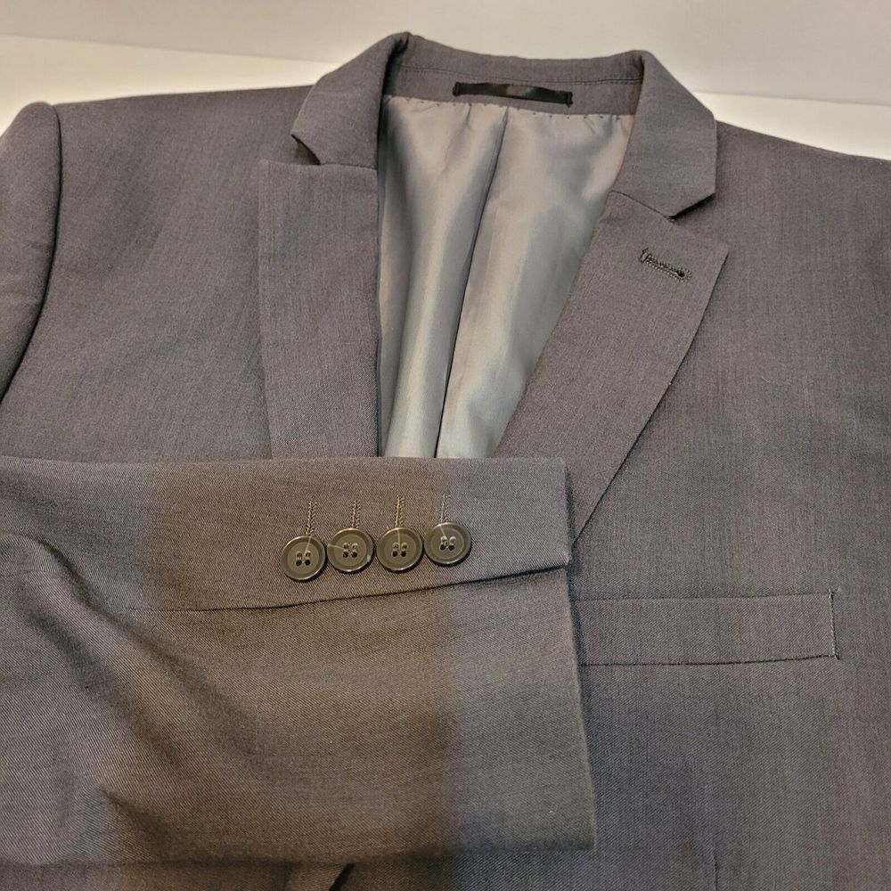 Topman Blazer Men 38 Charcoal Grey Excellent Single Button Notch Lapel 87J12LGRY